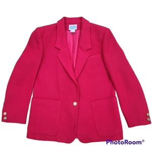 Villager Petites Pure Wool Blazer Suit Jacket Gold Button Christmas Women 2P